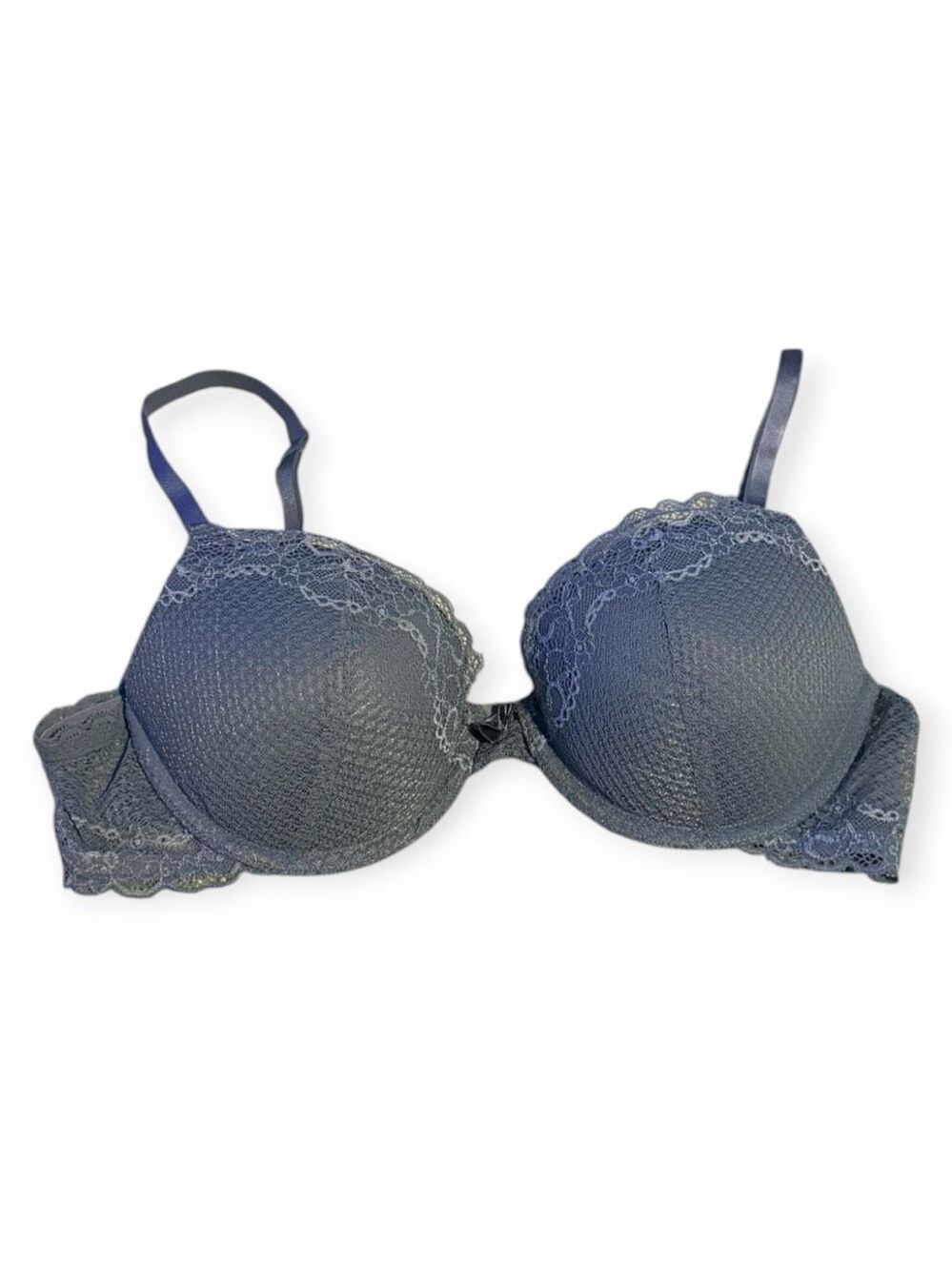 AERIE Gray Lace Padded Underwire Bra Full Coverage Adjustable 34C